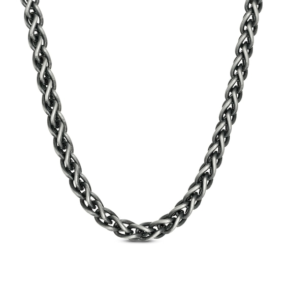 Vera Wang Men 6.0mm Oxidized Wheat Chain Necklace in Sterling Silver with Black Rhodium - 22"