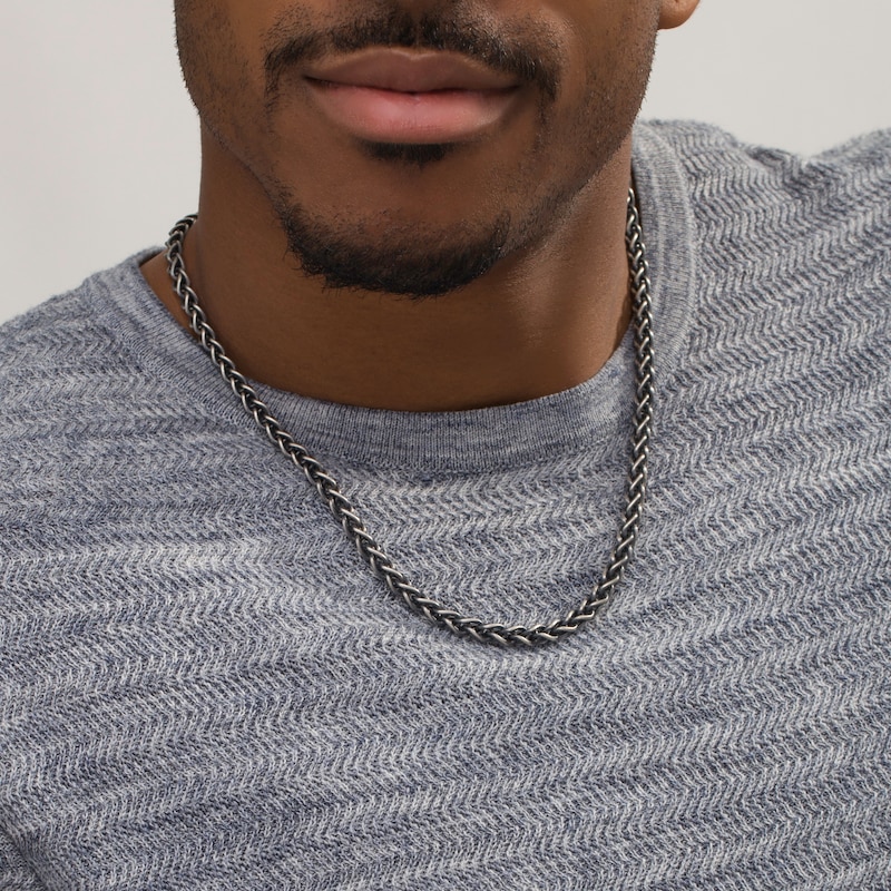 Main Image 2 of Vera Wang Men 6.0mm Oxidized Wheat Chain Necklace in Sterling Silver with Black Rhodium - 22"
