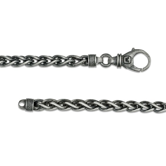 Vera Wang Men 6.0mm Oxidized Wheat Chain Necklace in Sterling Silver with Black Rhodium - 22"
