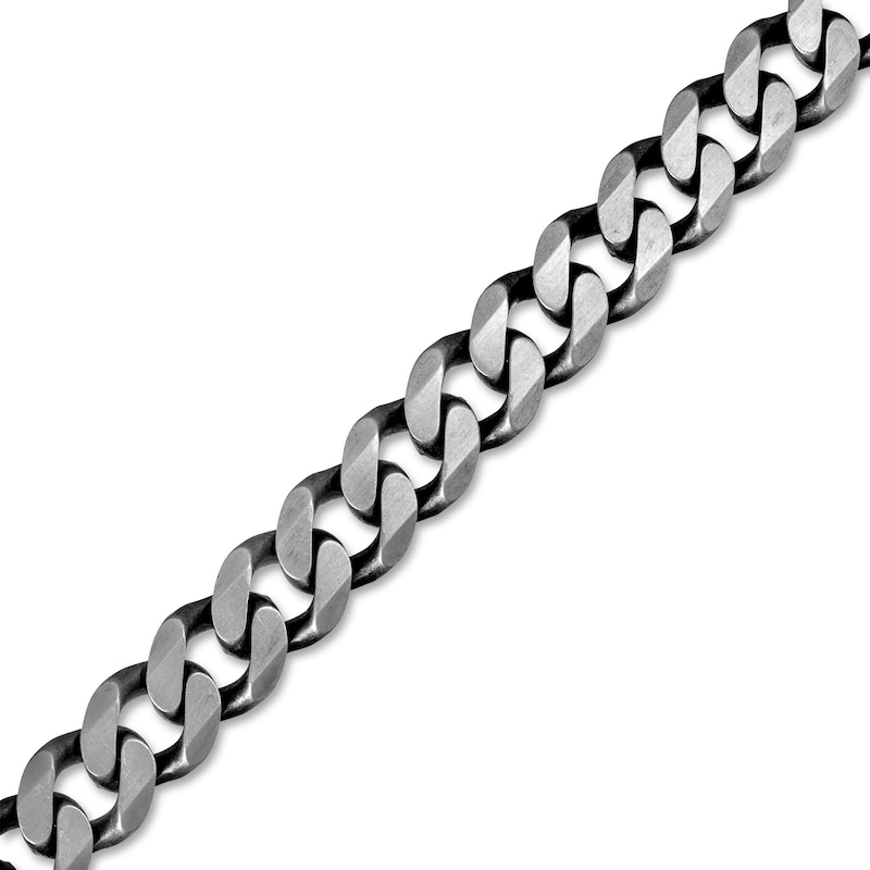 Main Image 1 of Vera Wang Men 11.0mm Oxidized Curb Chain Bracelet in Sterling Silver - 8.5"