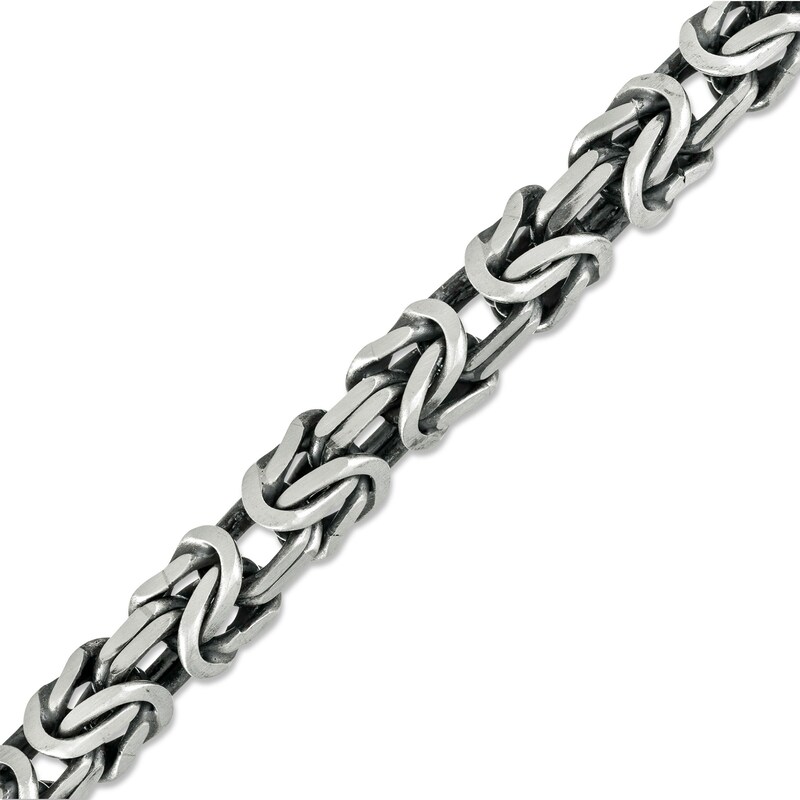 Main Image 1 of Vera Wang Men 7.0mm Oxidized Byzantine Chain Bracelet in Sterling Silver - 8.75"