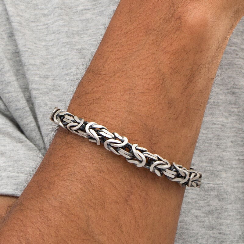 Main Image 2 of Vera Wang Men 7.0mm Oxidized Byzantine Chain Bracelet in Sterling Silver - 8.75"