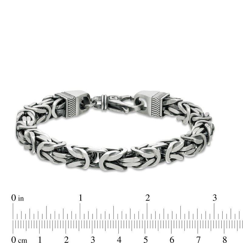 Main Image 3 of Vera Wang Men 7.0mm Oxidized Byzantine Chain Bracelet in Sterling Silver - 8.75"