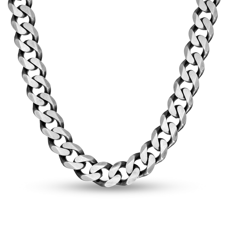 Main Image 1 of Vera Wang Men 11.0mm Oxidized Curb Chain Necklace in Sterling Silver - 22"