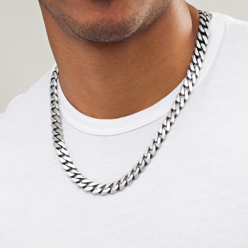 Main Image 2 of Vera Wang Men 11.0mm Oxidized Curb Chain Necklace in Sterling Silver - 22"
