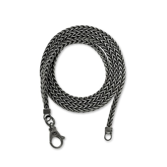 Vera Wang Men 6.0mm Foxtail Chain Necklace in Solid Sterling Silver with Black Rhodium - 22"