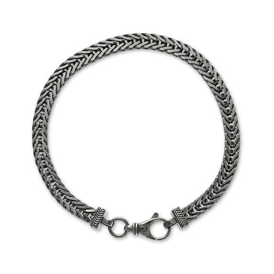 Vera Wang Men 6.0mm Foxtail Chain Bracelet in Solid Sterling Silver with Black Rhodium - 8.25"