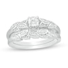 1/4 CT. T.W. Diamond Leaf-Shank Bridal Set in 10K White Gold