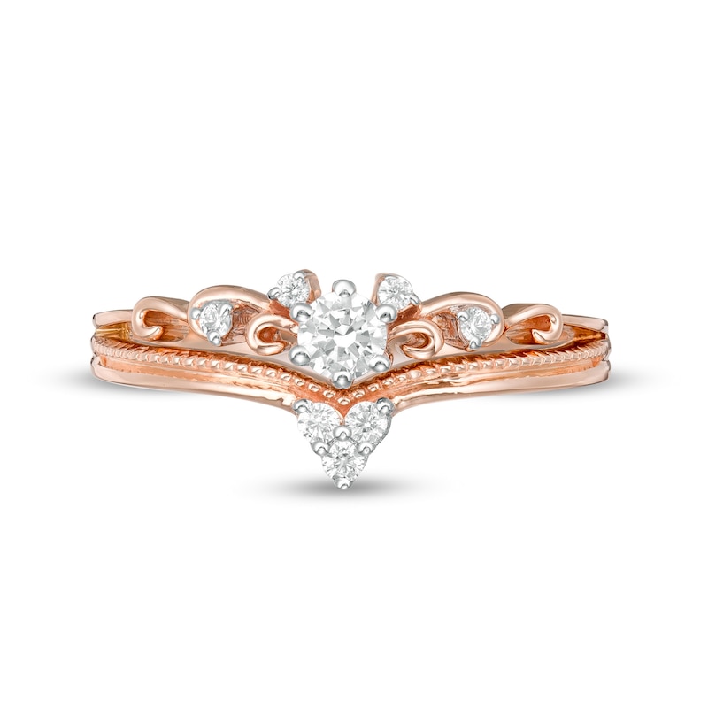 1/4 CT. T.W. Diamond Tiara Vintage-Style Engagement Ring in 10K Rose Gold
