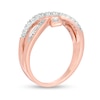 3/8 CT. T.W. Baguette and Round Diamond Bypass Crossover Ring in 10K Rose Gold