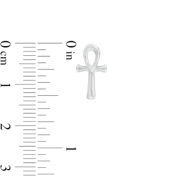 Ankh Cross Stud Earrings in Sterling Silver