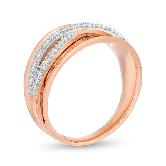 1/6 CT. T.w. Diamond Criss-Cross Concave Ring in 10K Rose Gold