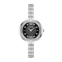 Ladies' Bulova Rhapsody Diamond Accent Watch with Black Dial (Model: 96P215)