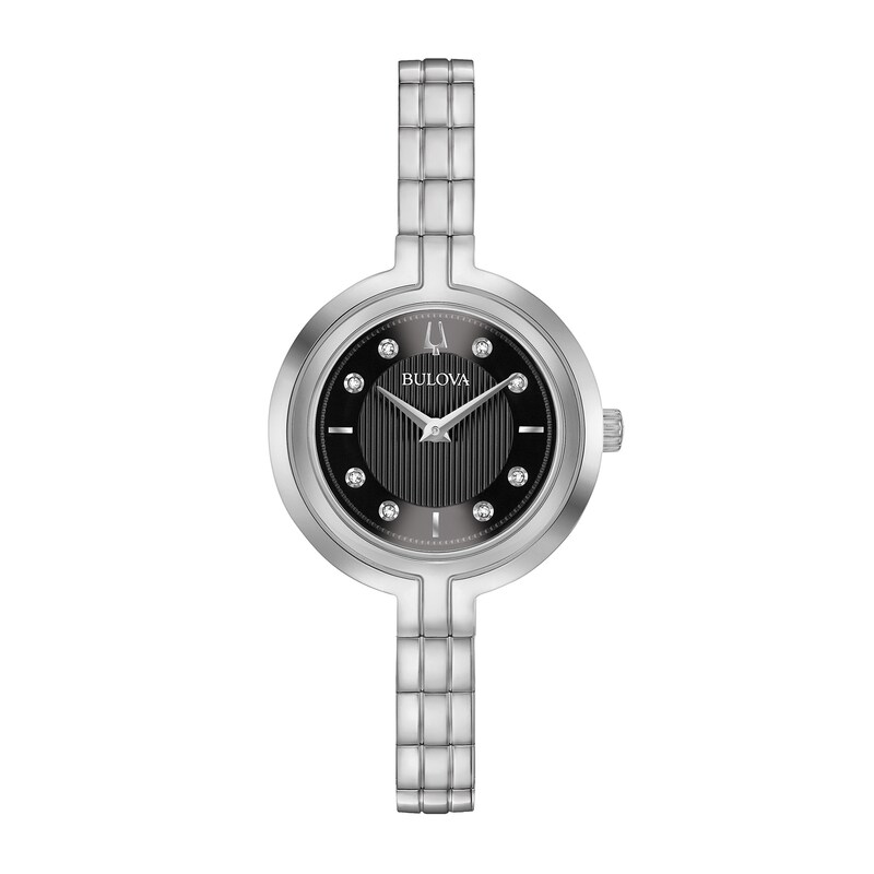 Main Image 1 of Ladies' Bulova Rhapsody Diamond Accent Watch with Black Dial (Model: 96P215)