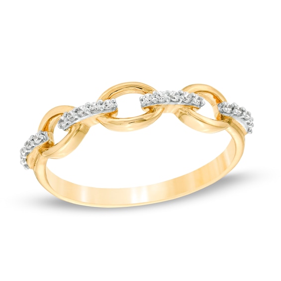 1/10 CT. T.W. Diamond Oval Link Band in 10K Gold | Zales