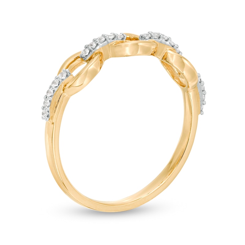 Main Image 3 of 1/10 CT. T.W. Diamond Oval Link Band in 10K Gold