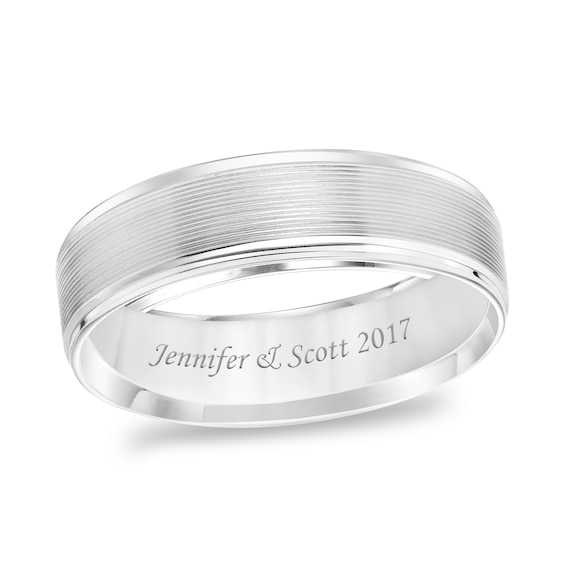 6.0mm Engravable Multi-Groove Comfort-Fit Wedding Band in Platinum (1 Line)