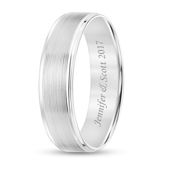 6.0mm Engravable Multi-Groove Comfort-Fit Wedding Band in Platinum (1 Line)