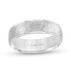 Thumbnail Image 0 of Men's 6.0mm Engravable Hammered Stepped Edge Comfort-Fit Wedding Band in Platinum (1 Line)