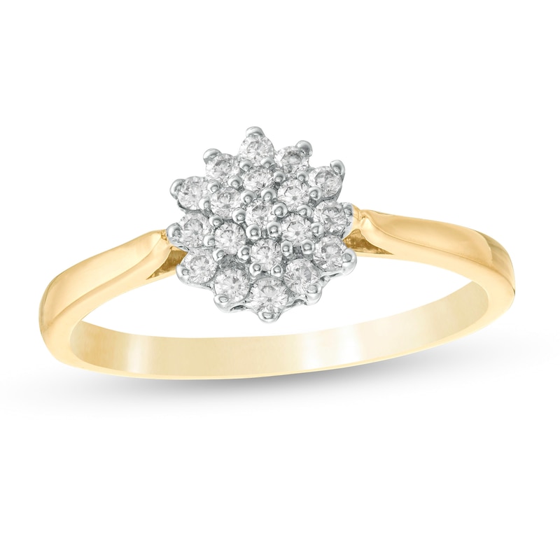 1/6 CT. T.W. Composite Diamond Sunburst Promise Ring in 10K Gold