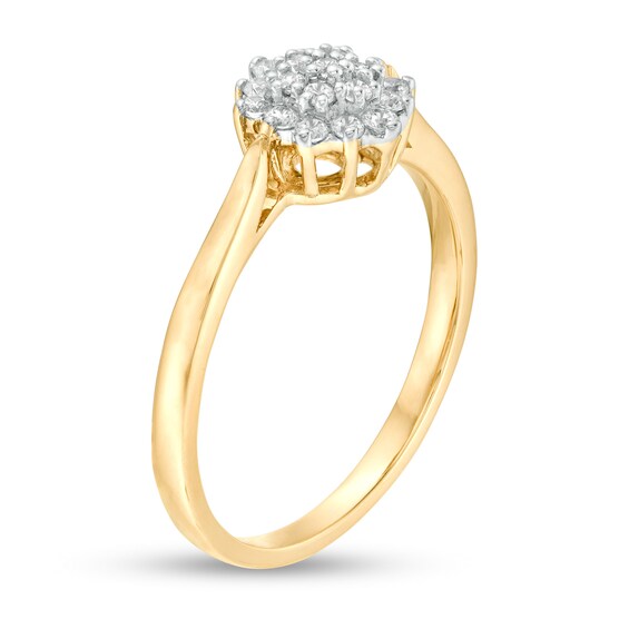 1/6 CT. T.w. Composite Diamond Sunburst Promise Ring in 10K Gold