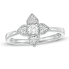 Thumbnail Image 1 of 1/5 CT. T.W. Diamond Flower Frame Vintage-Style Promise Ring in 10K White Gold