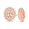 Thumbnail Image 1 of Oval Morganite and Lab-Created White Sapphire Scallop Frame Stud Earrings in Sterling Silver with 18K Rose Gold Plate
