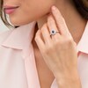 Thumbnail Image 2 of 5.0mm Blue Sapphire and 1/5 CT. T.W. Diamond Double Frame Ring in 10K White Gold