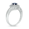 Thumbnail Image 3 of 5.0mm Blue Sapphire and 1/5 CT. T.W. Diamond Double Frame Ring in 10K White Gold
