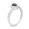 Thumbnail Image 3 of Pear-Shaped Blue Sapphire and 1/8 CT. T.W. Diamond Vintage-Style Frame Ring in 10K White Gold