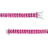 Thumbnail Image 3 of Pear-Shaped Lab-Created Ruby Mirrored Double Row Bracelet in Sterling Silver - 7.25"