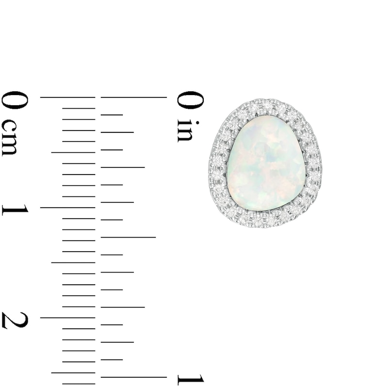 Main Image 3 of Pear-Shaped Lab-Created Opal and White Sapphire Abstract Frame Stud Earrings in Sterling Silver