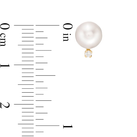 ImperialÂ® 6.5-7.0mm Akoya Cultured Pearl and 1/20 CT. T.w. Diamond Stud Earrings in 14K Gold