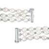 Thumbnail Image 3 of IMPERIAL® Freshwater Cultured Pearl and Diamond-Cut Bead Triple Strand Bracelet with Sterling Silver Clasp-7.25"