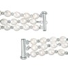 Thumbnail Image 2 of IMPERIAL® Cultured Freshwater Pearl and Diamond-Cut Bead Triple Strand Bracelet with Sterling Silver Clasp - 7.25"