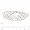 Thumbnail Image 4 of IMPERIAL® Freshwater Cultured Pearl and Diamond-Cut Bead Triple Strand Bracelet with Sterling Silver Clasp-7.25"