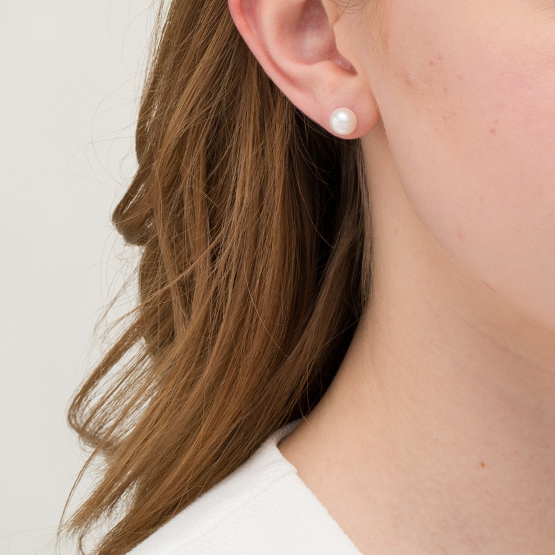 Main Image 2 of IMPERIAL® 7.5-8.0mm Akoya Cultured Pearl Stud Earrings in 14K Gold