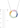 Thumbnail Image 2 of Tilted Baguette-Cut Lab-Created Multi-Color Sapphire Open Circle Pendant in Sterling Silver