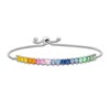 Thumbnail Image 1 of Princess-Cut Lab-Created Multi-Color Sapphire Rainbow Bolo Bracelet in Sterling Silver - 8.0"