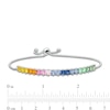 Thumbnail Image 3 of Princess-Cut Lab-Created Multi-Color Sapphire Rainbow Bolo Bracelet in Sterling Silver - 8.0"