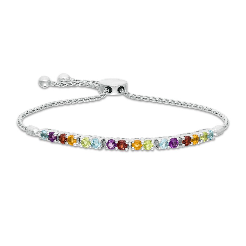 Main Image 1 of Multi-Gemstone Bolo Bracelet in Sterling Silver - 9.5"