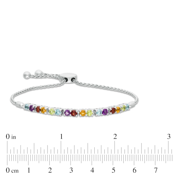 Multi-Gemstone Bolo Bracelet in Sterling Silver - 9.5"