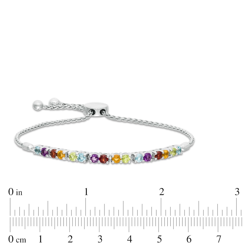 Main Image 3 of Multi-Gemstone Bolo Bracelet in Sterling Silver - 9.5"