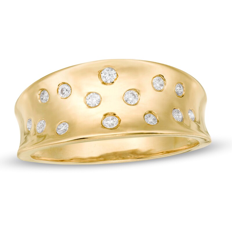 1/6 CT. T.W. Diamond Scatter Concave Ring in 10K Gold