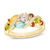 Multi-Gemstone and Lab-Created White Sapphire Cascading Cluster Ring in Sterling Silver with 18K Gold Plate - Size 7