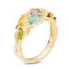 Thumbnail Image 2 of Multi-Gemstone and Lab-Created White Sapphire Cascading Cluster Ring in Sterling Silver with 18K Gold Plate - Size 7