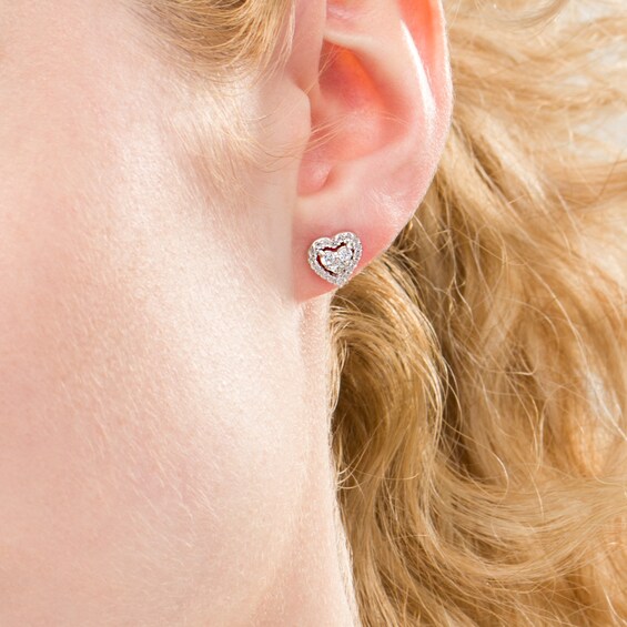 1/2 CT. T.w. Diamond Heart-Shaped Stud Earrings in 10K White Gold