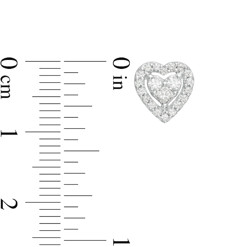 Main Image 3 of 1/2 CT. T.W. Diamond Heart-Shaped Stud Earrings in 10K White Gold