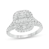 Thumbnail Image 1 of 1 CT. T.W. Baguette and Round Diamond Cushion Frame Ring in 10K White Gold