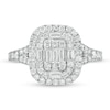 Thumbnail Image 4 of 1 CT. T.W. Baguette and Round Diamond Cushion Frame Ring in 10K White Gold
